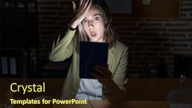  Presentation with memory - Slide set having blonde-caucasian-woman-working background and a wine colored foreground