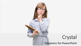  Presentation with young - PPT theme featuring blonde child holding big pencil background and a  colored foreground