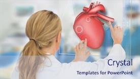  Presentation with heart valve - Amazing presentation theme having blonde doctor consulting heart diagram backdrop and a sky blue colored foreground