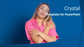  Presentation with blue pink - Presentation theme featuring blonde-doctor-with-pink-uniform background and a ocean colored foreground