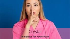  Presentation with pink blue - Presentation featuring blonde-doctor-with-pink-uniform background and a coral colored foreground