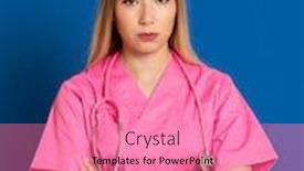  Presentation with blue pink - Presentation theme consisting of blonde-doctor-with-pink-uniform background and a coral colored foreground