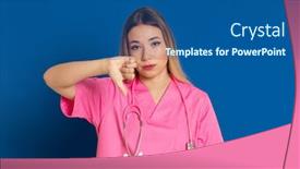  Presentation with pink blue - Beautiful presentation theme featuring blonde-doctor-with-pink-uniform backdrop and a ocean colored foreground