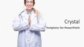  Presentation with medical smiling doctor - Cool new slides with blonde doctor woman wearing medical backdrop and a  colored foreground