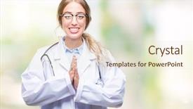  Presentation with spiritual - Slides enhanced with blonde doctor woman wearing medical background and a soft green colored foreground