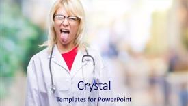  Presentation with medical concept - Colorful presentation enhanced with blonde doctor woman wearing medical backdrop and a  colored foreground