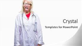  Presentation with hormone therapy medical concept - Slide deck consisting of blonde doctor woman wearing medical background and a white colored foreground