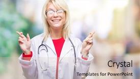  Presentation with medical concept lung cancer medical - Amazing presentation theme having blonde doctor woman wearing medical backdrop and a  colored foreground