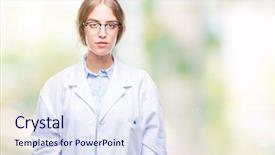  Presentation with coat horse cow camel sheepoffspring - Theme having blonde doctor woman wearing white background and a  colored foreground