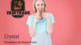  Presentation with bar - Presentation theme with blonde eating bar of chocolate background and a  colored foreground