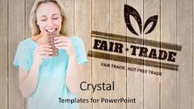  Presentation with snicker chocolate bar - Amazing PPT theme having blonde eating bar of chocolate backdrop and a  colored foreground