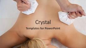  Presentation with herbal medicine healing herbs mortar - Presentation theme having blonde enjoying a herbal compress background and a  colored foreground