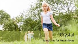  Presentation with park - Beautiful theme featuring blonde girl is going ahead backdrop and a  colored foreground