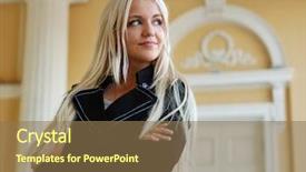  Presentation with waiting - Cool new slides with britney - blonde girl is waiting backdrop and a coral colored foreground