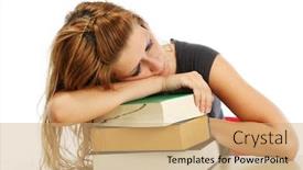  Presentation with child girl reading a book - Presentation theme consisting of blonde-girl-studying-between background and a coral colored foreground