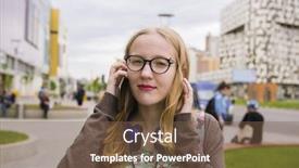  Presentation with people talking - Beautiful presentation theme featuring blonde-girl-talking backdrop and a tawny brown colored foreground