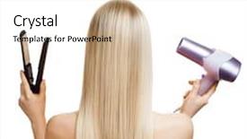  Presentation with hair - Amazing presentation theme having blonde hair and hairdresser's tools backdrop and a white colored foreground