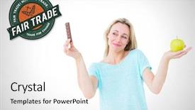  Presentation with snicker chocolate bar - Presentation design featuring blonde holding bar of chocolate background and a  colored foreground