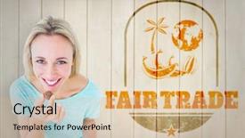  Presentation with fair trade - Beautiful slide deck featuring blonde holding box of chocolate backdrop and a  colored foreground