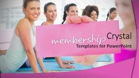  Presentation with membership - Presentation theme featuring saying membership against yoga class background and a lemonade colored foreground