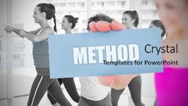  Presentation with saying - Presentation consisting of blonde holding card saying method background and a  colored foreground