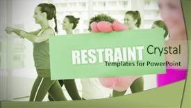  Presentation with restraint - Theme enhanced with blonde holding card saying restraint background and a mint green colored foreground