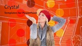  Presentation with kiss - Amazing theme having blonde in winter clothes blowing kiss against orange vignette backdrop and a red colored foreground