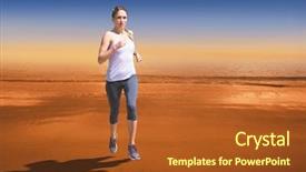  Presentation with dubai skyline on blue sky - Beautiful theme featuring blonde jogging against hazy blue backdrop and a tawny brown colored foreground