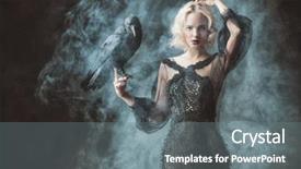  Presentation with raven - Audience pleasing slides consisting of blonde lady with a raven backdrop and a gray colored foreground