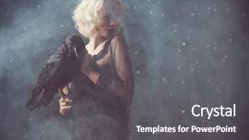  Presentation with raven - Amazing slide set having blonde lady with a raven backdrop and a dark gray colored foreground