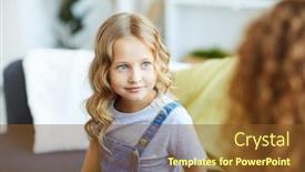  Presentation with mom - Audience pleasing PPT theme consisting of blonde-little-girl-in-casualwear backdrop and a tawny brown colored foreground
