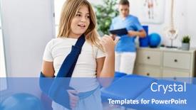  Presentation with rehabilitation - Theme enhanced with blonde-little-girl-wearing-arm background and a teal colored foreground