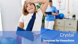  Presentation with rehabilitation - Presentation with blonde-little-girl-wearing-arm background and a teal colored foreground