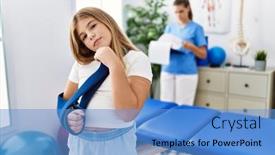  Presentation with rehabilitation - Theme featuring blonde-little-girl-wearing-arm background and a teal colored foreground