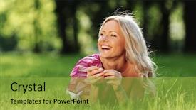  Presentation with green and purple mardi gras - Amazing theme having blonde lying on green grass backdrop and a yellow colored foreground