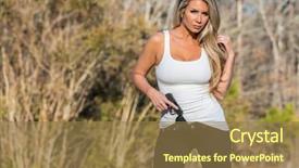  Presentation with kidney transplant holding a model - Cool new slide deck with blonde model holds a pistol backdrop and a coral colored foreground