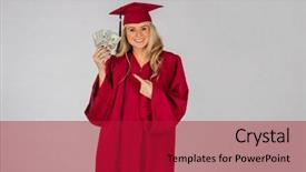  Presentation with money - Presentation theme having nurse graduate - gorgeous blonde model posing background and a crimson colored foreground