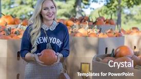  Presentation with halloween - Audience pleasing presentation consisting of cloth patch - blonde model shopping for pumpkins backdrop and a  colored foreground