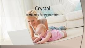  Presentation with mother and baby - Presentation with types families - happy blonde mother with her background and a lemonade colored foreground