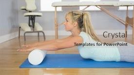  Presentation with floor - Beautiful PPT theme featuring blonde-patient-lying-on-floor backdrop and a coral colored foreground