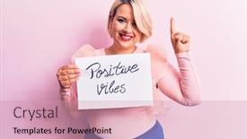  Presentation with positive attitude - Slide set with blonde-plus-size-woman-asking background and a coral colored foreground