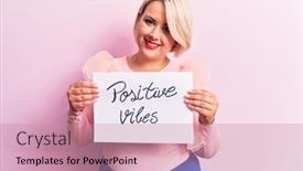  Presentation with positive attitude - Beautiful presentation design featuring blonde-plus-size-woman-asking backdrop and a coral colored foreground