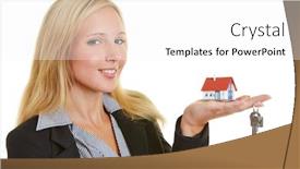  Presentation with realtor - Beautiful presentation design featuring blonde-realtor-holds backdrop and a white colored foreground