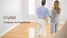  Presentation with realtor - PPT layouts featuring blonde realtor showing an empty background and a  colored foreground