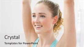  Presentation with yoga for heart diseases - Presentation design consisting of blonde standing in yoga pose background and a lemonade colored foreground