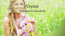  Presentation with soap - Colorful presentation design enhanced with blonde starts soap bubbles in a green field backdrop and a soft green colored foreground