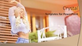  Presentation with house - PPT theme enhanced with blonde-stretches-in-the-morning background and a coral colored foreground
