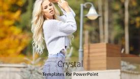  Presentation with house - Audience pleasing slide set consisting of blonde-stretches-in-the-morning backdrop and a coral colored foreground