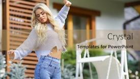  Presentation with house - PPT theme with blonde-stretches-in-the-morning background and a coral colored foreground
