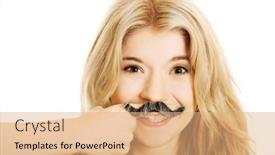  Presentation with camera - Beautiful presentation featuring blonde-student-with-mustache-looking backdrop and a coral colored foreground